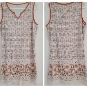 Sleeveless Printed Mini Dress with Geometric Patterns Medium